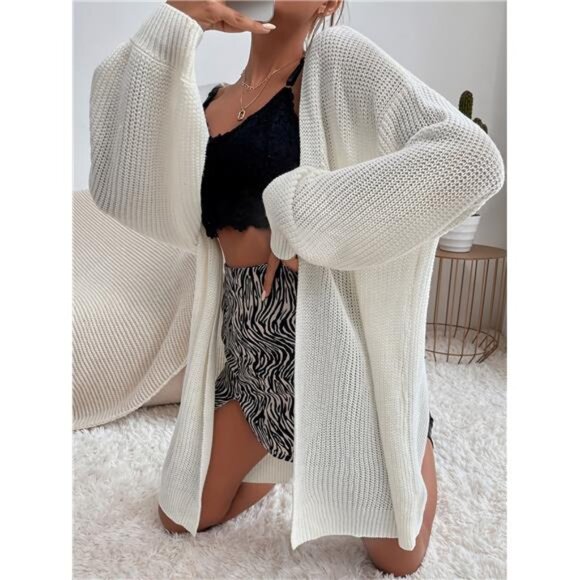 Lantern Sleeve Open Front Cardigan